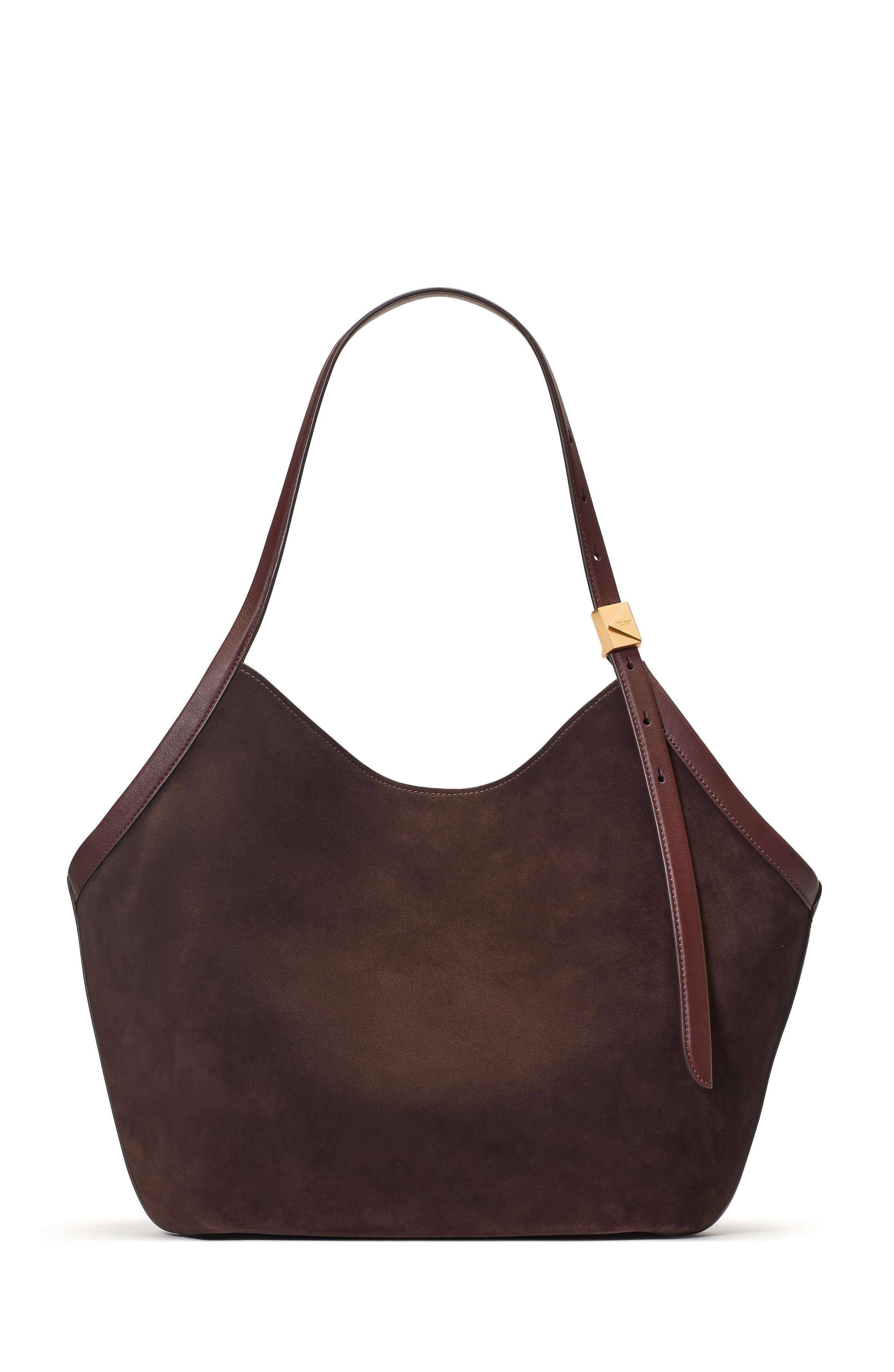 KN023-Deco Suede Tulip Tote-Hot Fudge