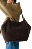 KN023-Deco Suede Tulip Tote-Hot Fudge