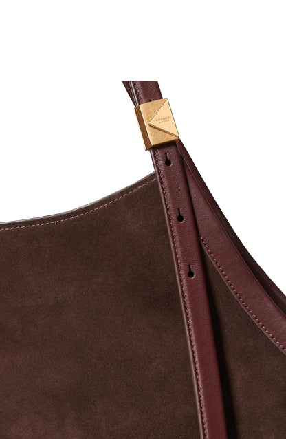 KN023-Deco Suede Tulip Tote-Hot Fudge