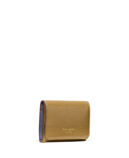 Halo Glazed Leather Card Case Trifold Wallet