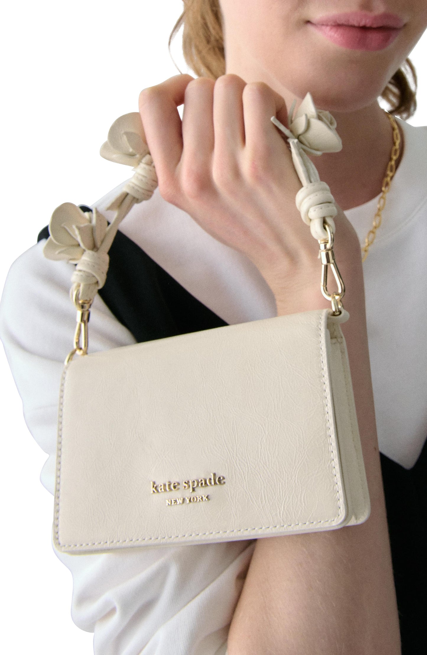 Natasha Crinkle Patent Leather Mini Bag W Rose Strap
