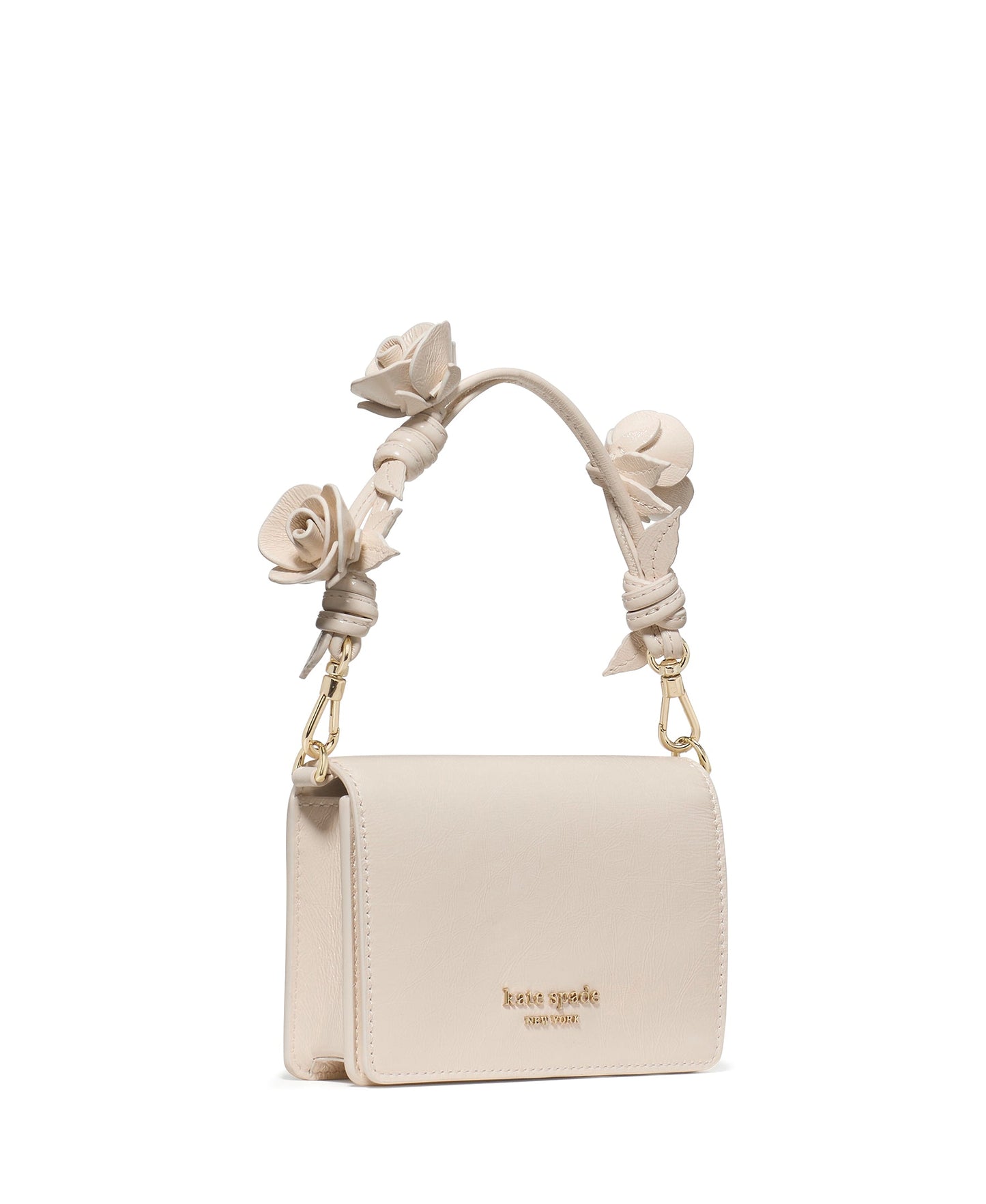 Natasha Crinkle Patent Leather Mini Bag W Rose Strap