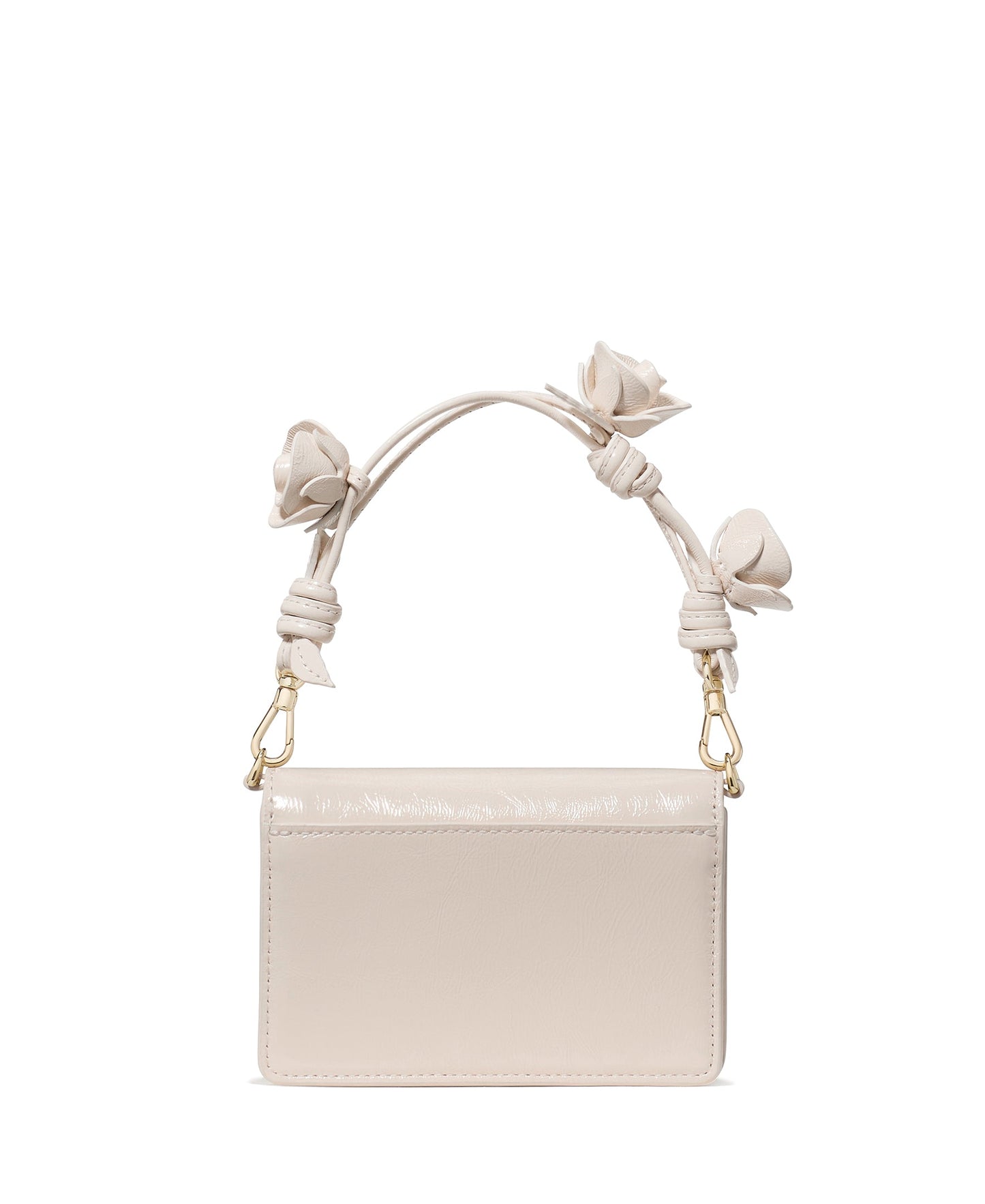 Natasha Crinkle Patent Leather Mini Bag W Rose Strap
