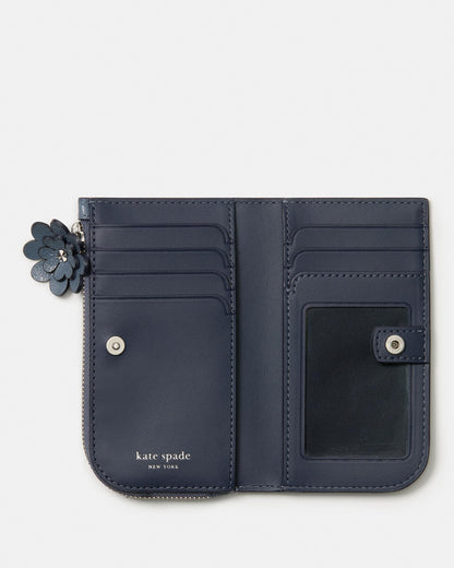 Devin Glazed Leather Small Slim Bifold Wallet W Novel Zip Pull