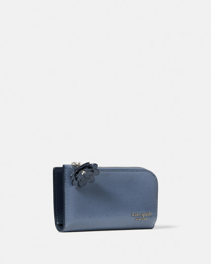 Devin Glazed Leather Small Slim Bifold Wallet W Novel Zip Pull