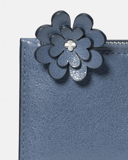 Devin Glazed Leather Small Slim Bifold Wallet W Novel Zip Pull