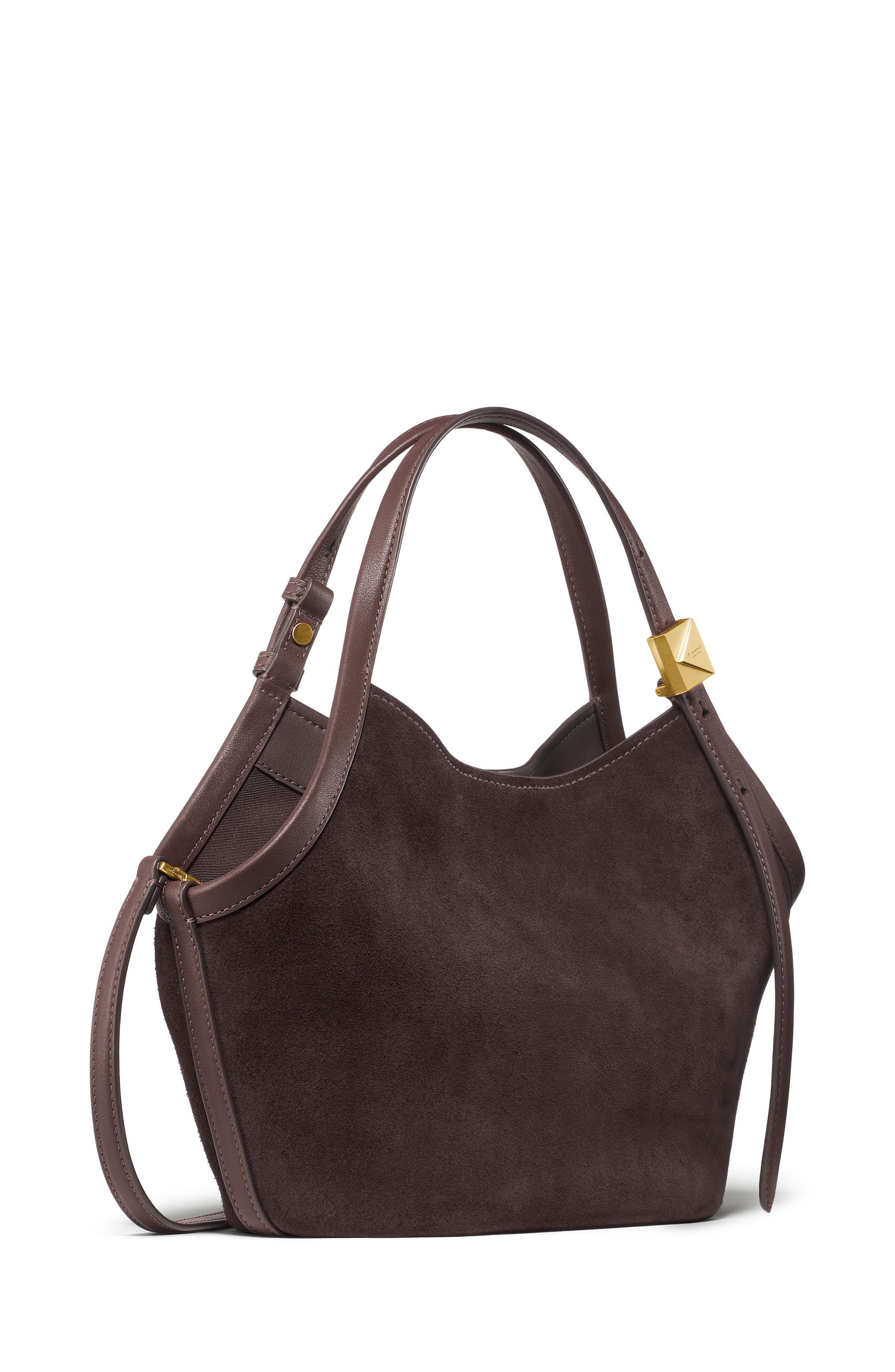 KN092-Deco Suede Small Tulip Tote Bag-Hot Fudge