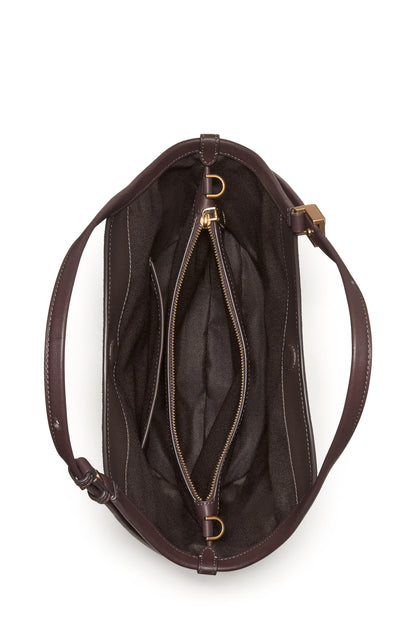 KN092-Deco Suede Small Tulip Tote Bag-Hot Fudge