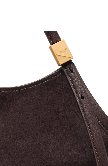 KN092-Deco Suede Small Tulip Tote Bag-Hot Fudge