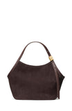 KN092-Deco Suede Small Tulip Tote Bag-Hot Fudge