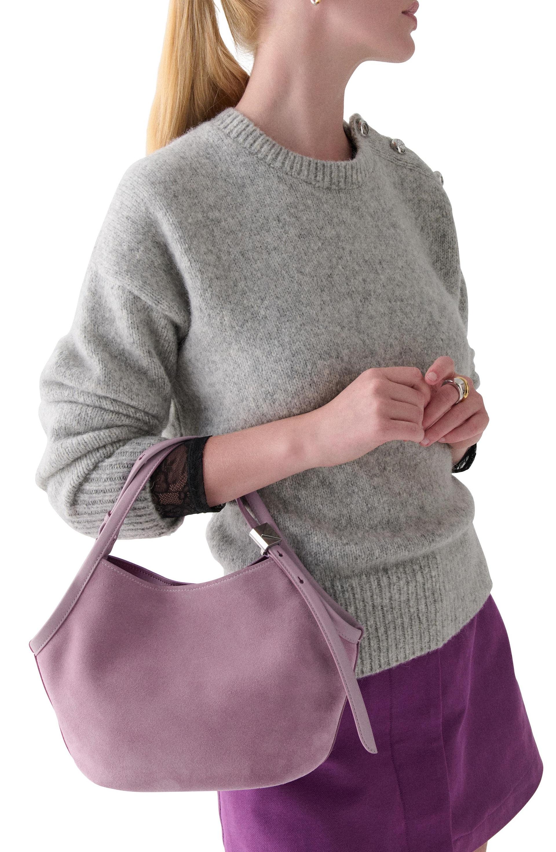 KN092-Deco Suede Small Tulip Tote Bag-Market Purple