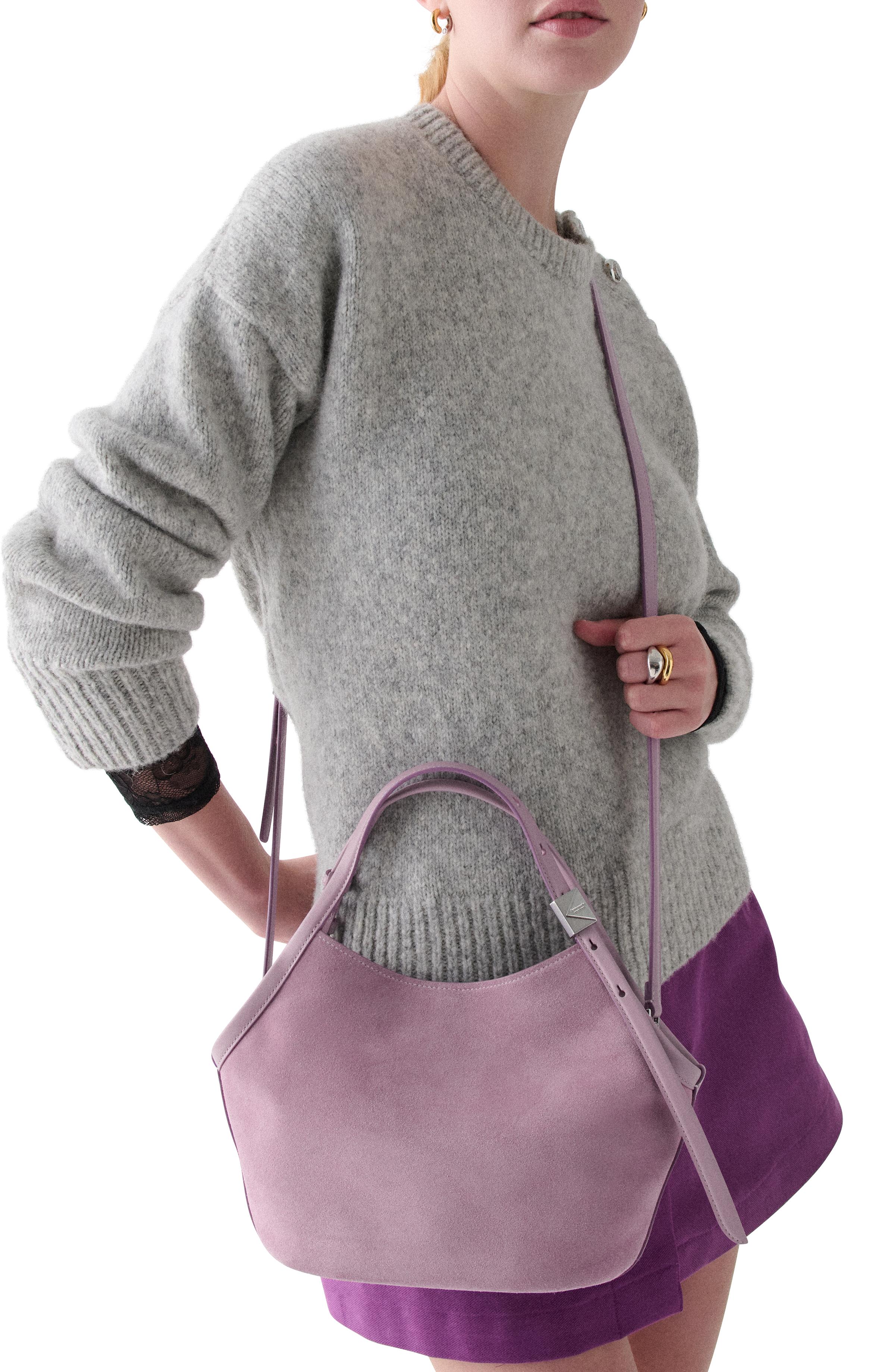 KN092-Deco Suede Small Tulip Tote Bag-Market Purple