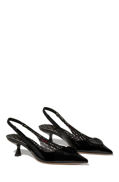 KN177-Lover Slingback Kitten Heel-Black