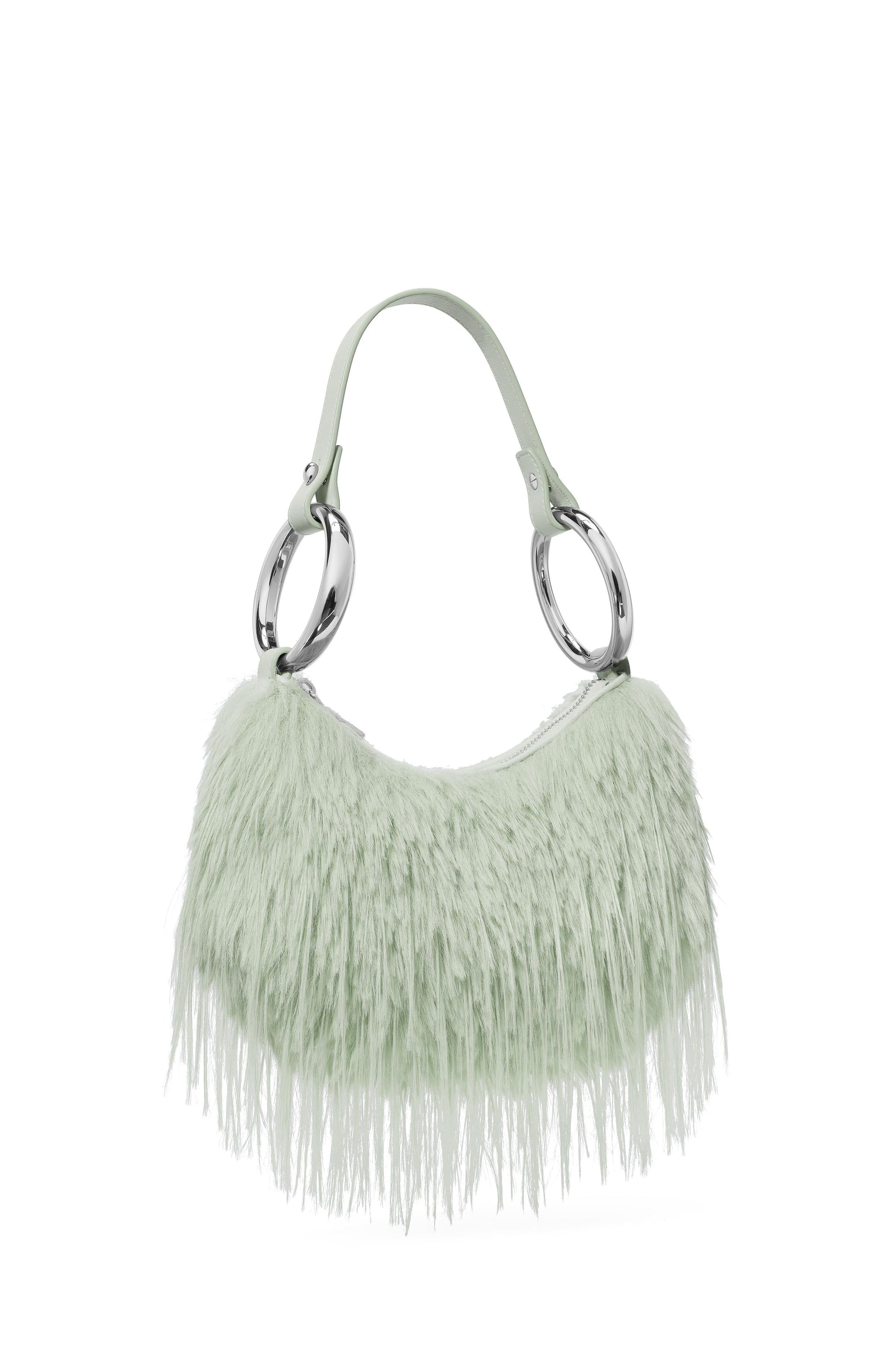 KN258-The Faux Fur Bangle Bag-Mint Frosting