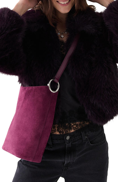 KN280-Halo Suede Bucket Bag-Purple Agate