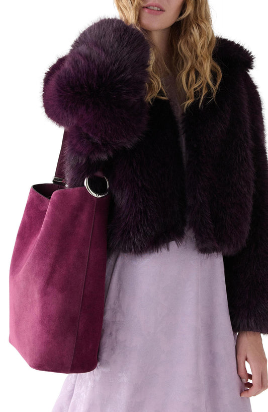 KN281-Halo Suede Large Bucket-Purple Agate