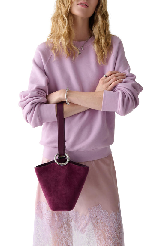 KN282-Halo Suede Mini Bucket Bag-Purple Agate