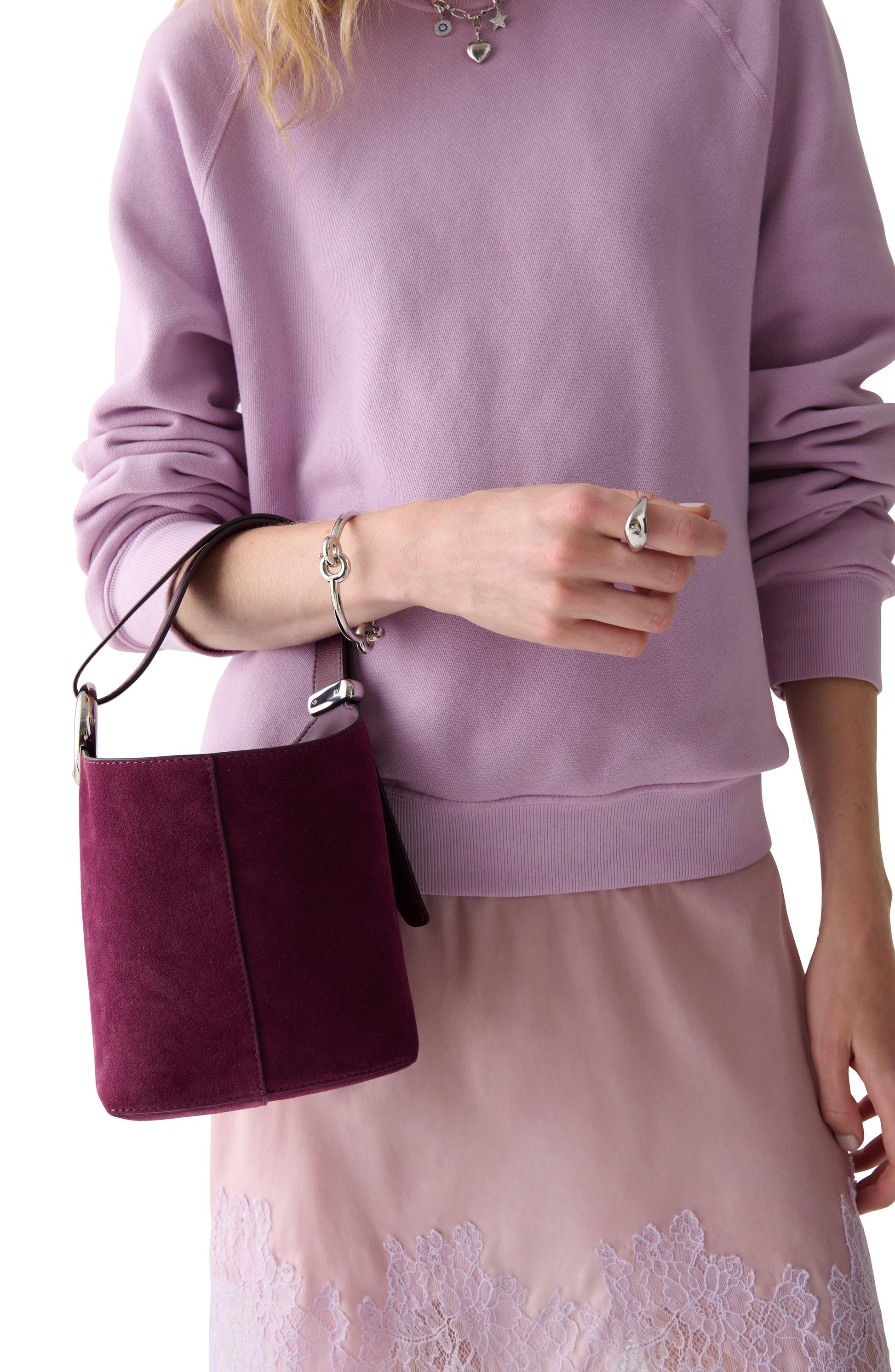KN282-Halo Suede Mini Bucket Bag-Purple Agate