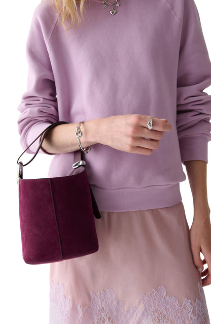 KN282-Halo Suede Mini Bucket Bag-Purple Agate