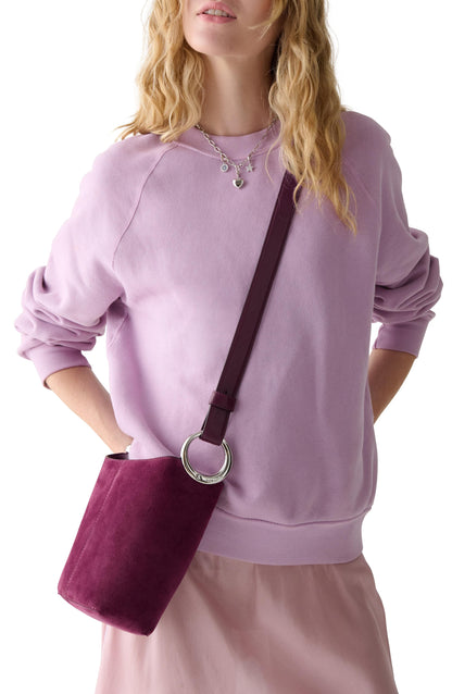 KN282-Halo Suede Mini Bucket Bag-Purple Agate