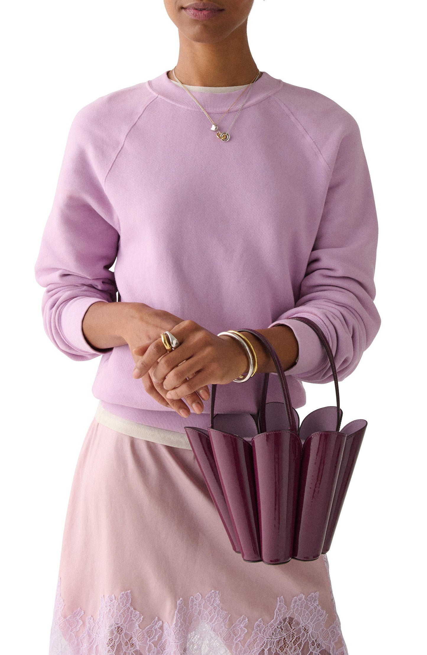 KN302-The Patent Spade Flower Bucket Bag-Purple Agate