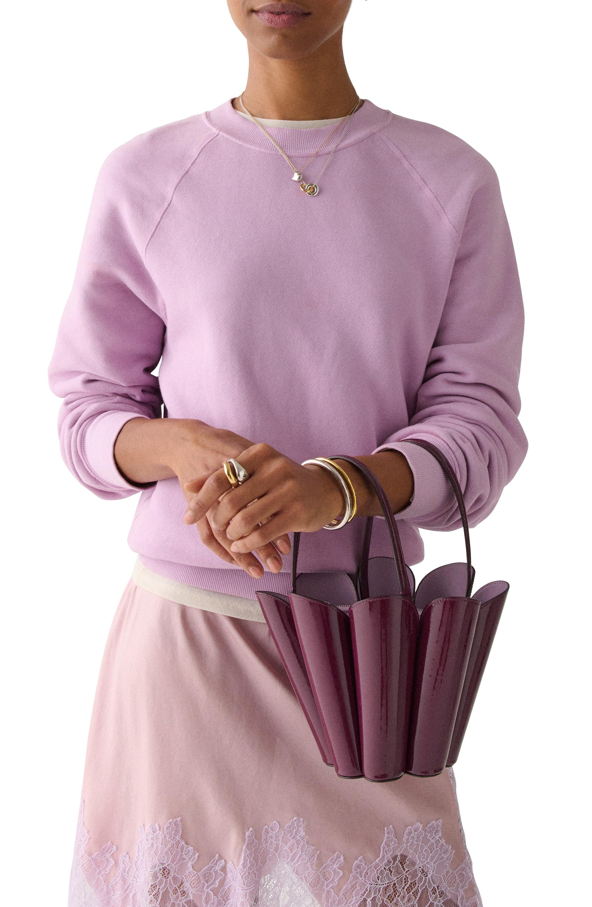 KN302-The Patent Spade Flower Bucket Bag-Purple Agate