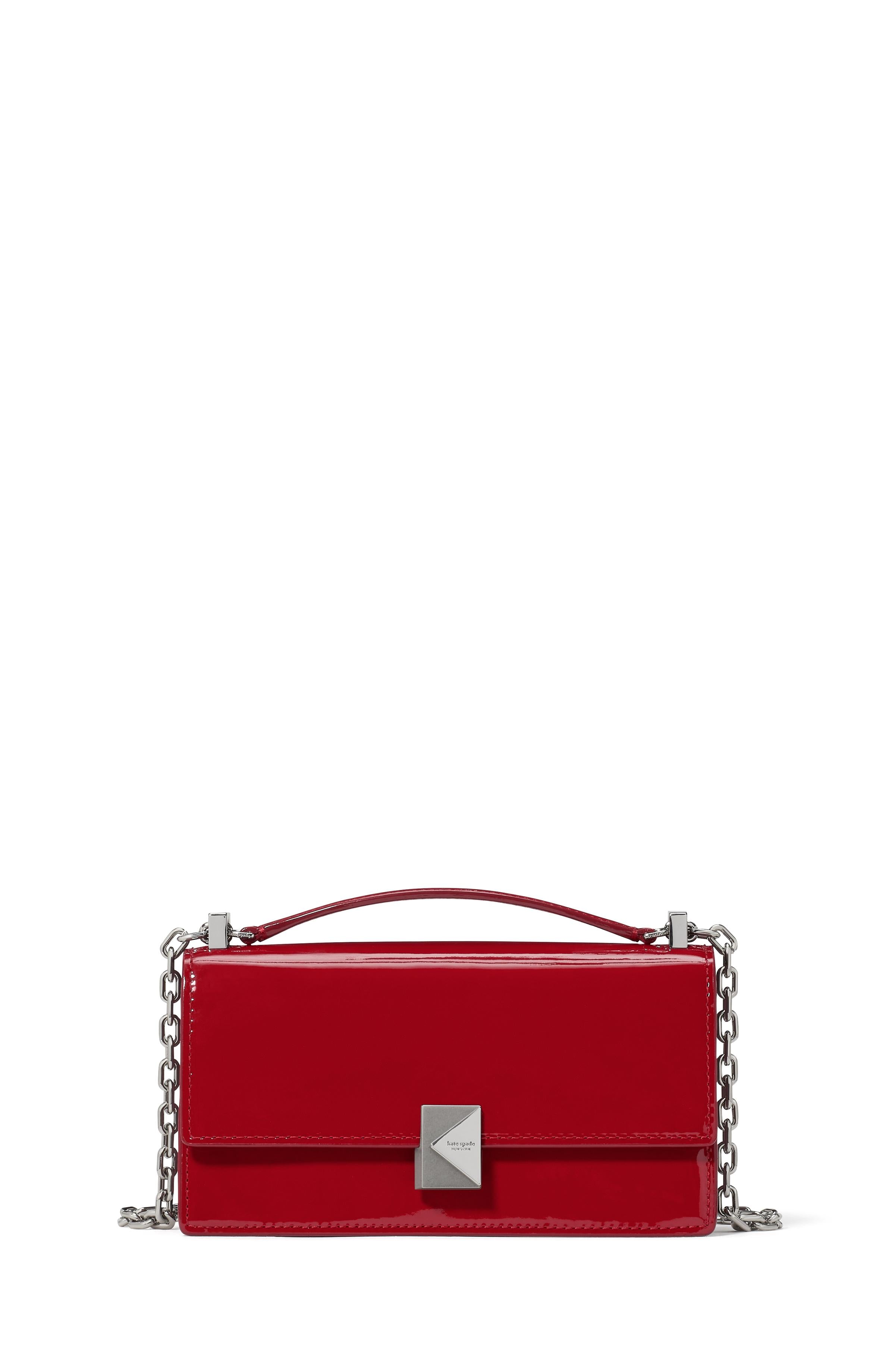 KN317-Deco Patent Mini Crossbody-Dark Scarlet