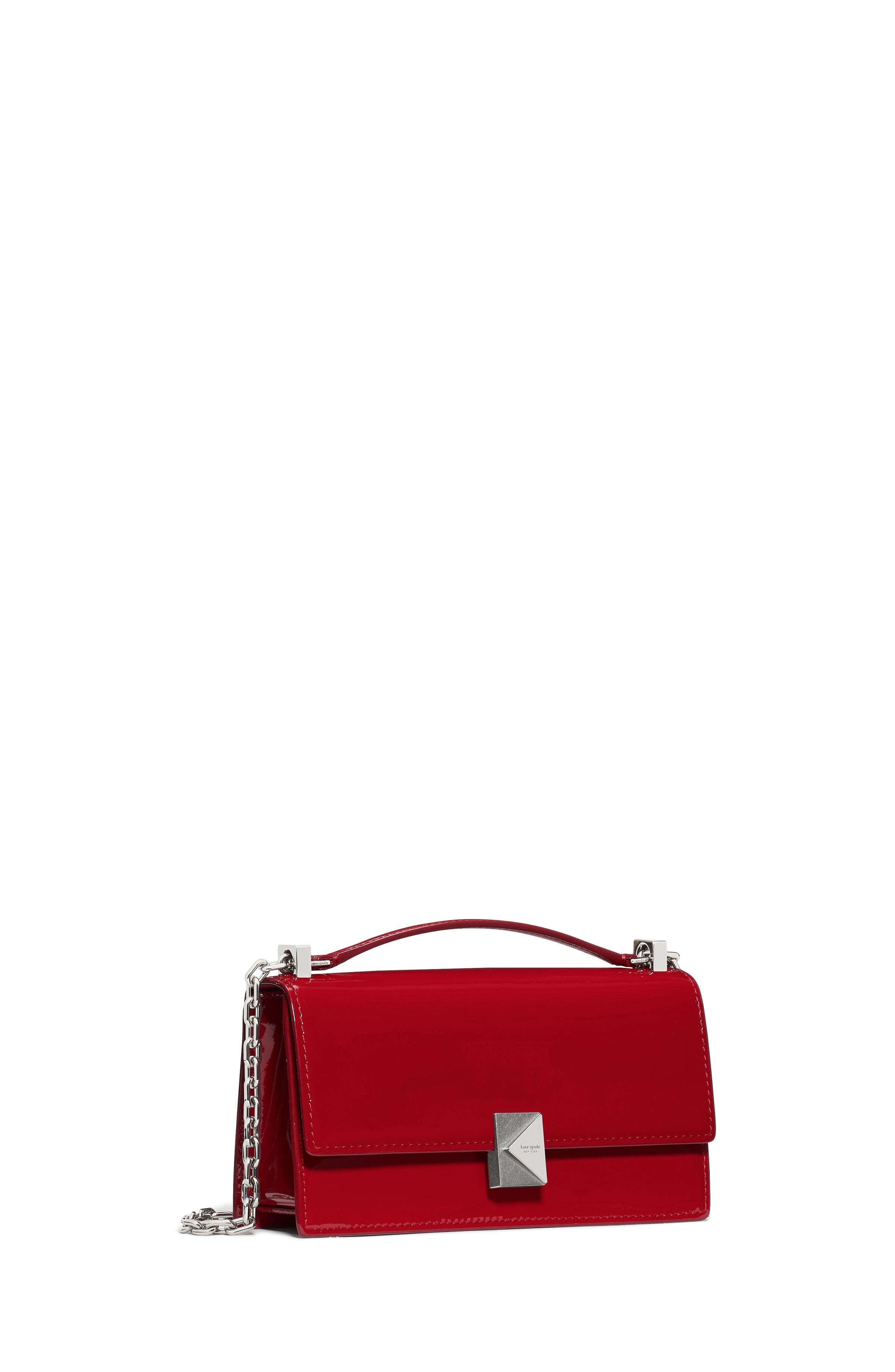 KN317-Deco Patent Mini Crossbody-Dark Scarlet