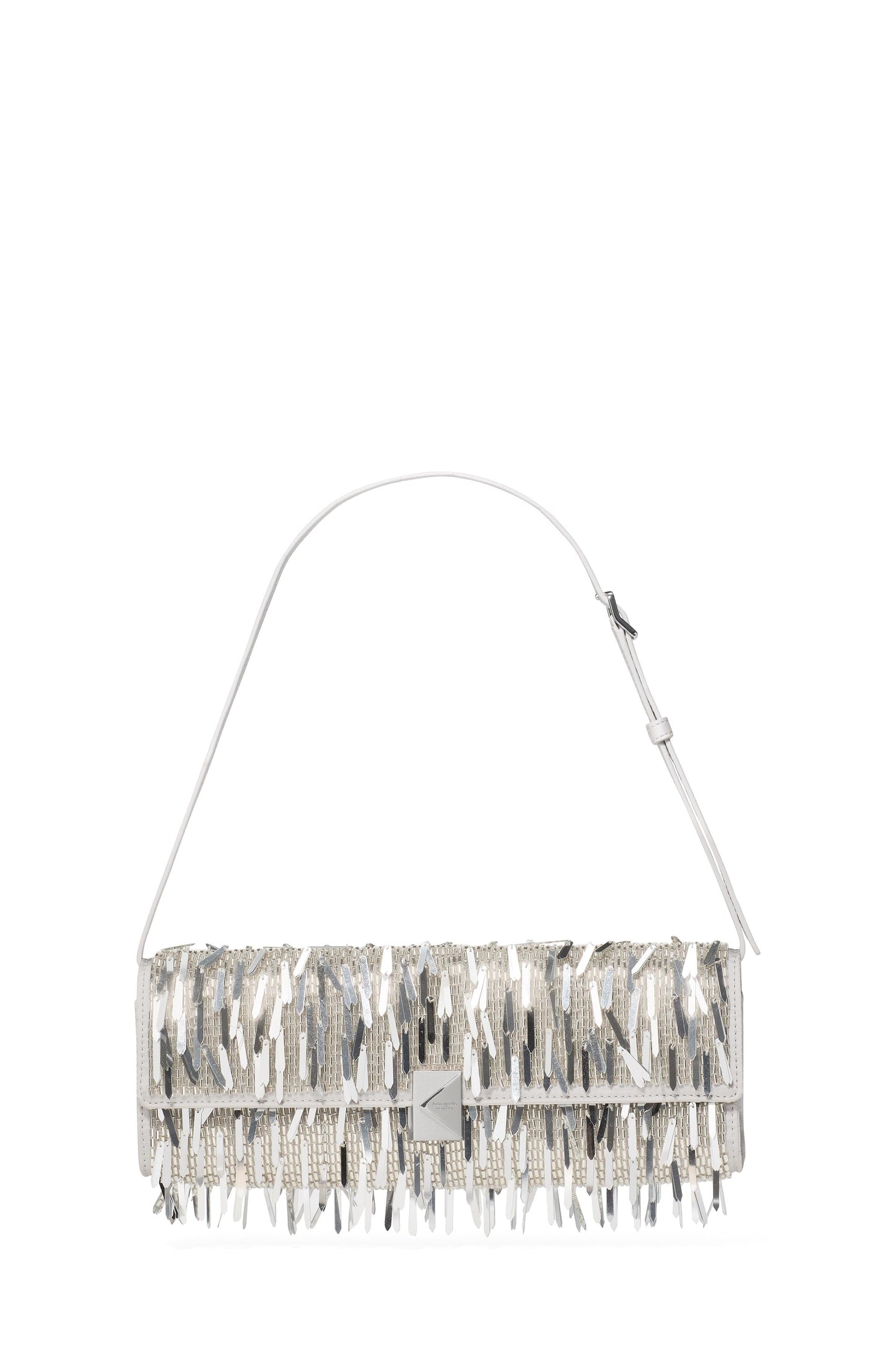KN377-Deco Embellished Soft Mini Shoulder-Silver