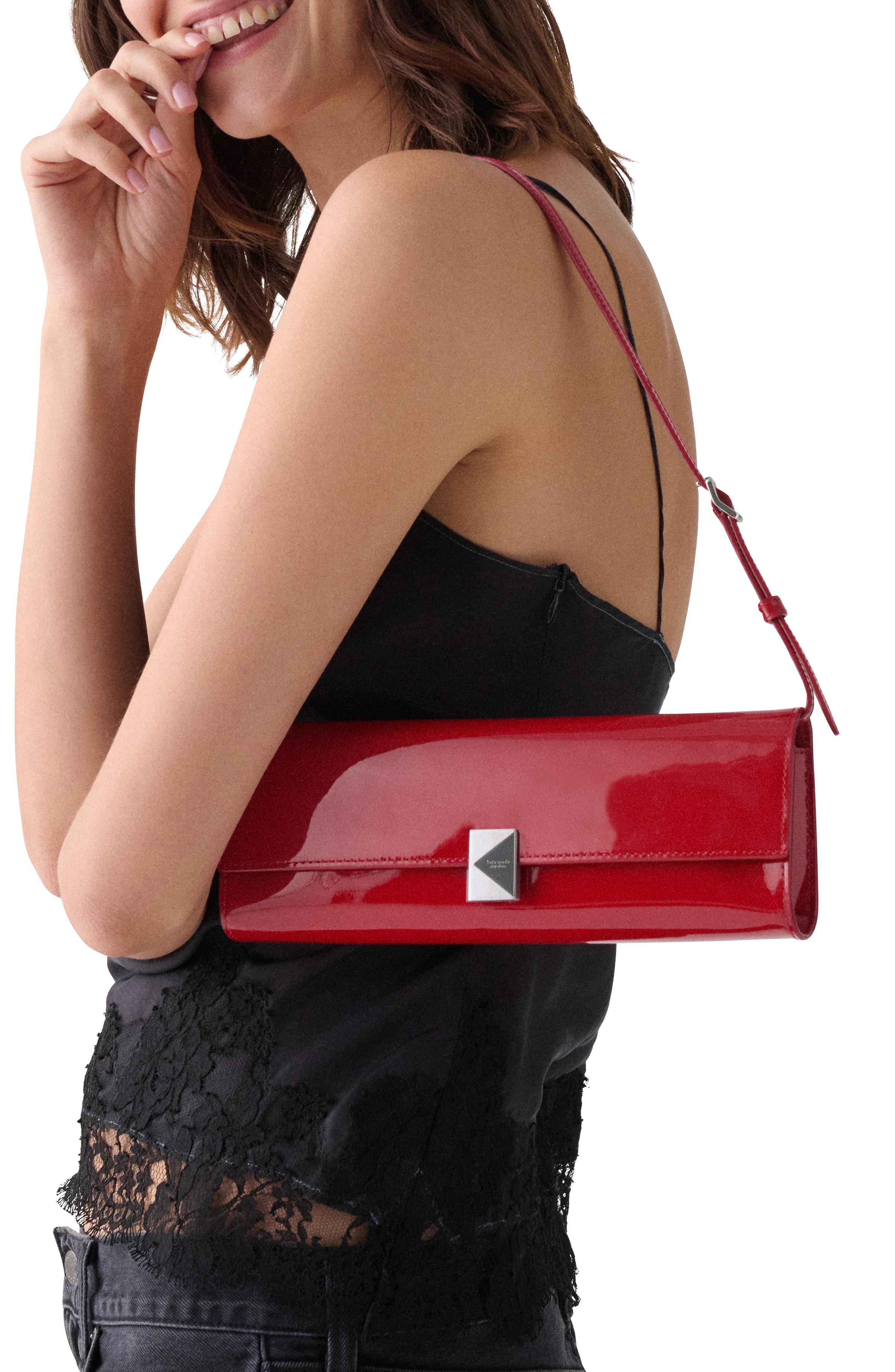 KN380-Deco Patent Soft Mini Shoulder-Dark Scarlet