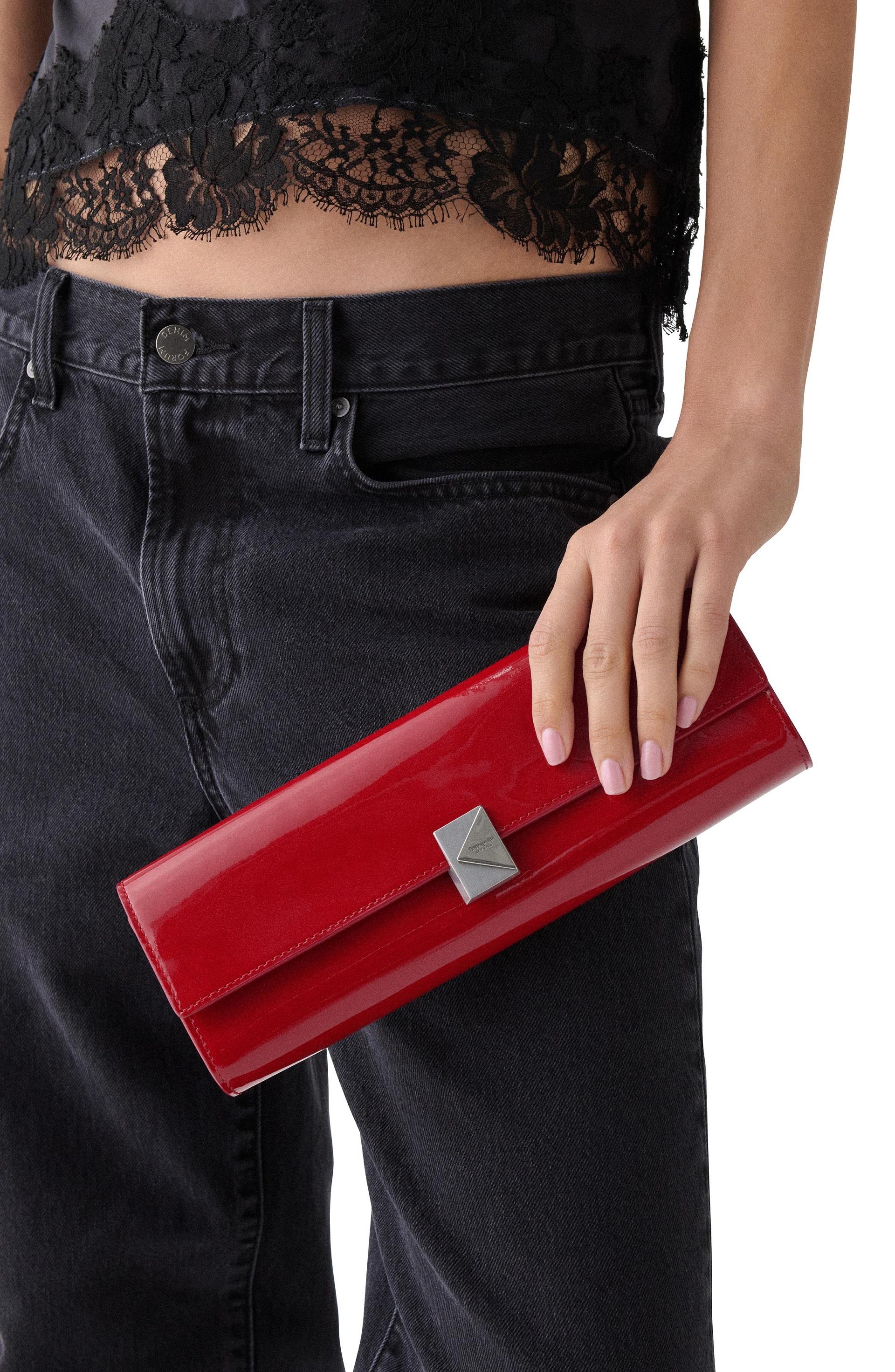 KN380-Deco Patent Soft Mini Shoulder-Dark Scarlet