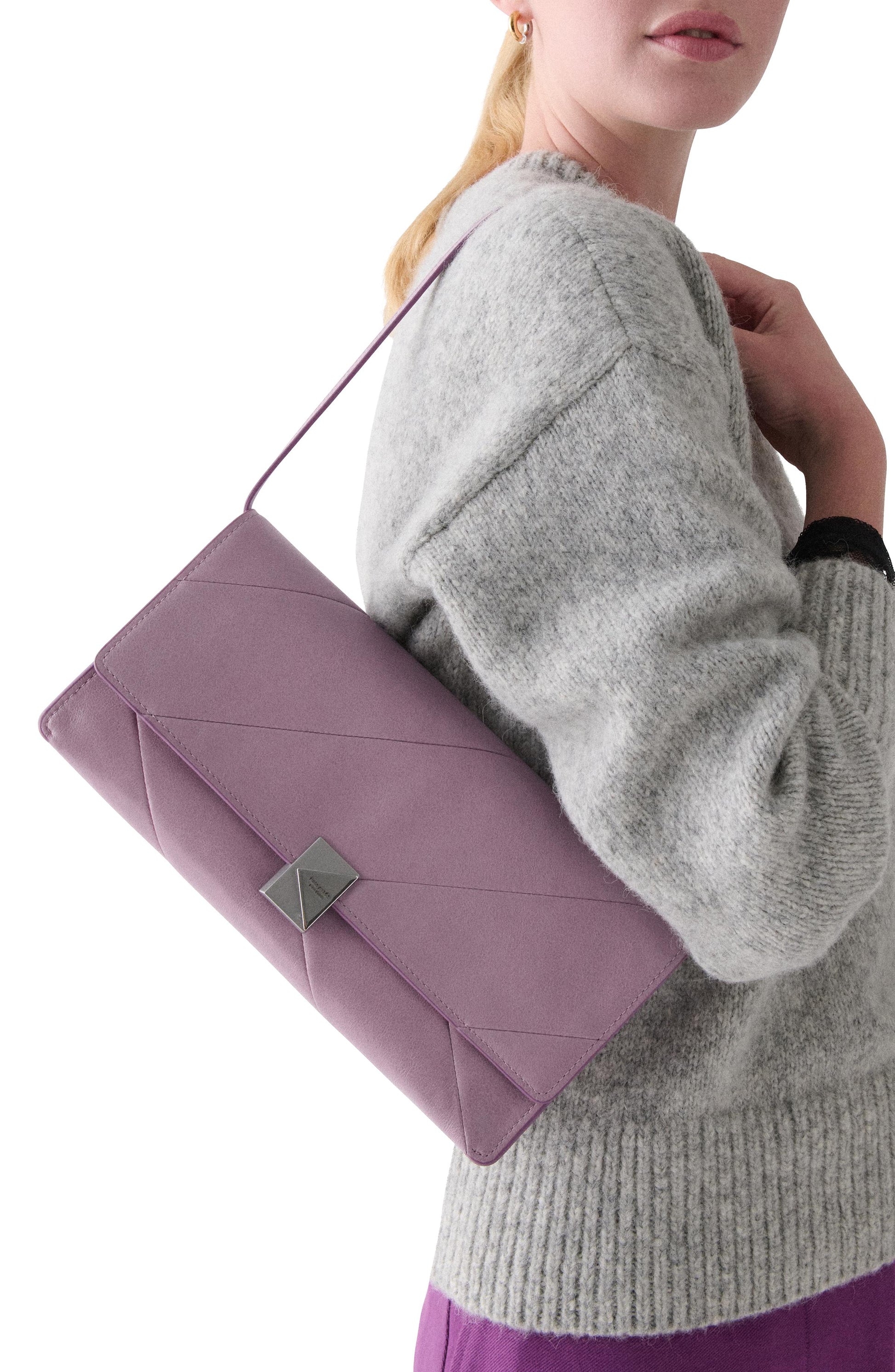 KN416-Deco Glazed Leather Soft Shoulder Bag-Market Purple