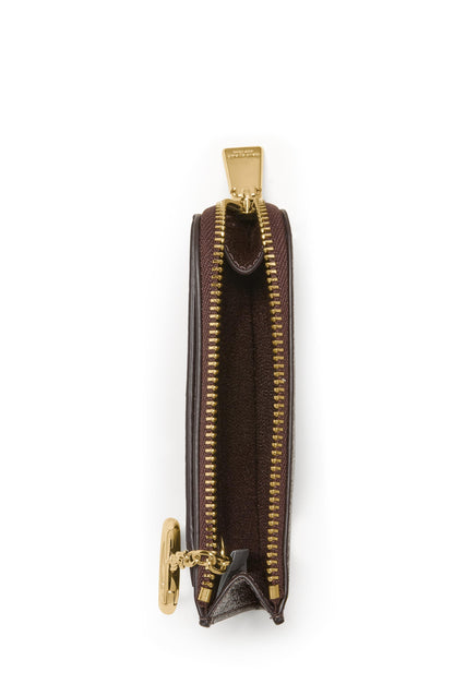 KN422-Patent Mini Zip Card Case-Hot Fudge