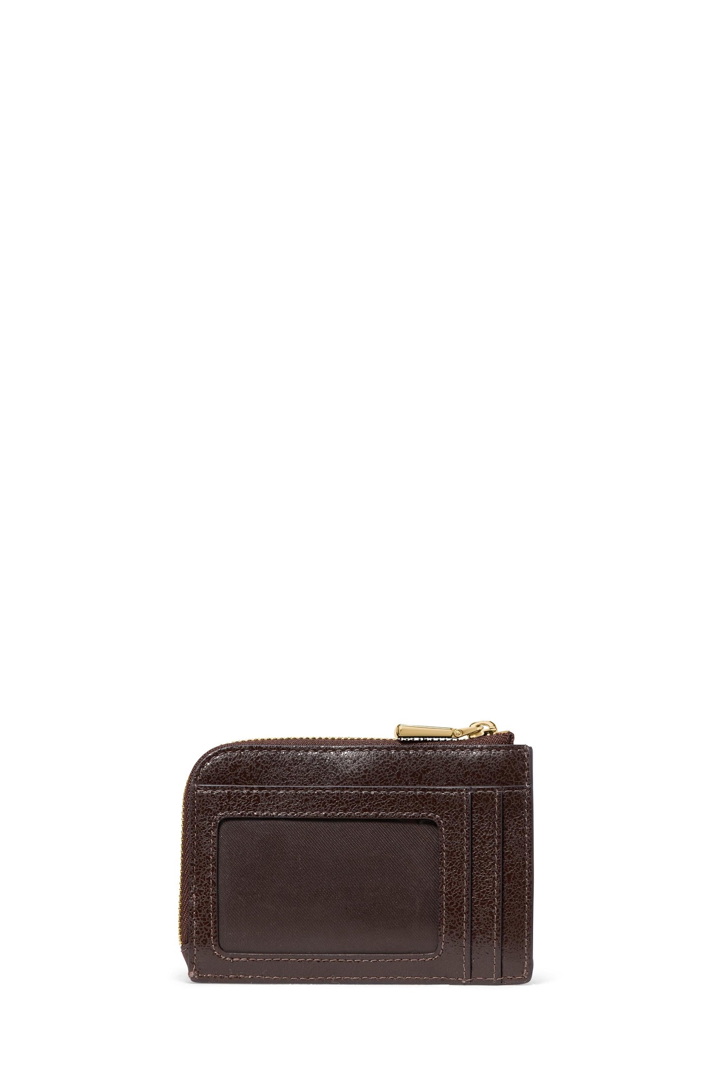KN422-Patent Mini Zip Card Case-Hot Fudge
