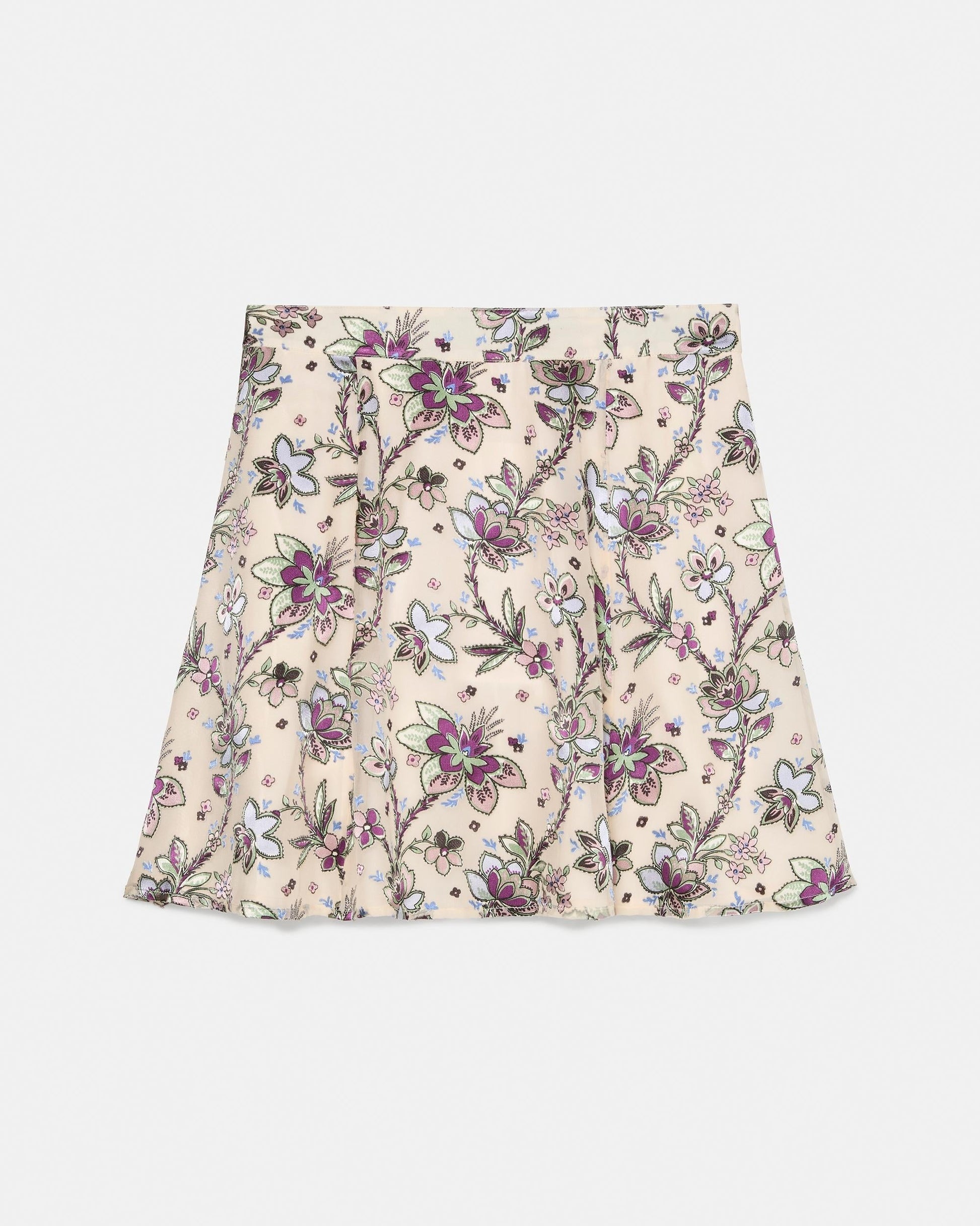 KN460-Satin Devore Mini Skirt-Parchment