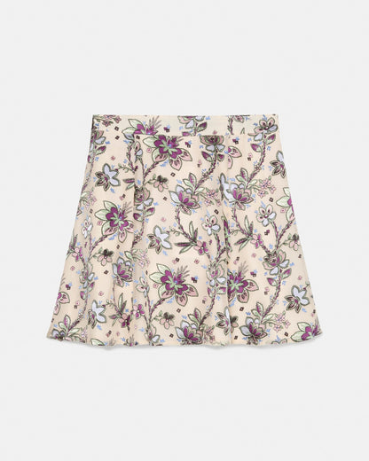 KN460-Satin Devore Mini Skirt-Parchment