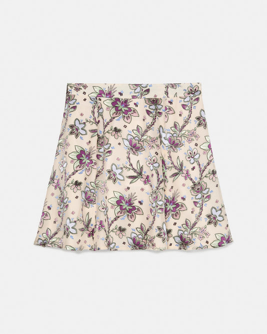 KN460-Satin Devore Mini Skirt-Parchment