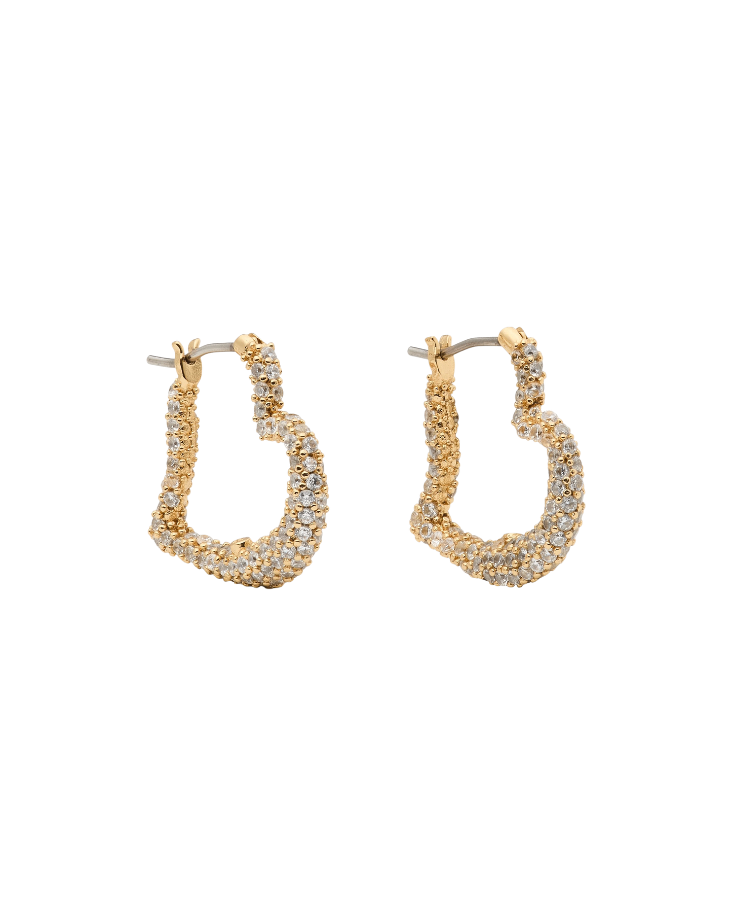 KN797-Amour Pave Huggies-Clear/Gold