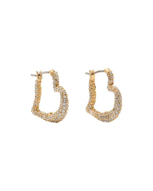 KN797-Amour Pave Huggies-Clear/Gold