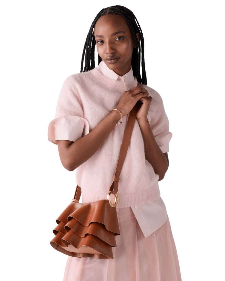 KN921-Halo Pleated Wave Leather Mini Bucket-Southwest Desert