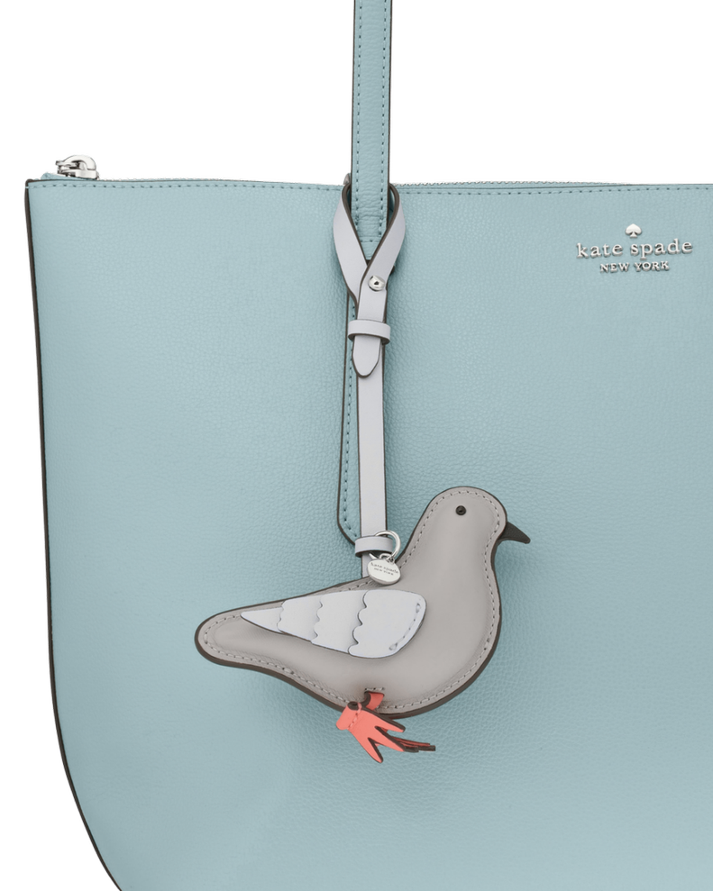 KN964-Critters Mixed Material Perry Pigeon Bag Charm-Platinum Grey