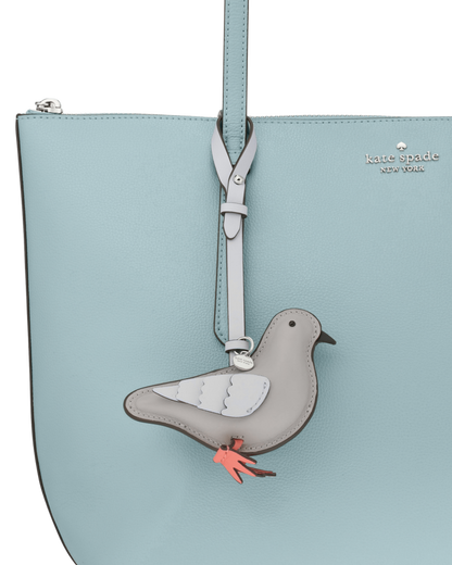 KN964-Critters Mixed Material Perry Pigeon Bag Charm-Platinum Grey
