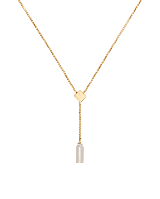 KO242-Geo Pop Y Necklace-Gold Silver
