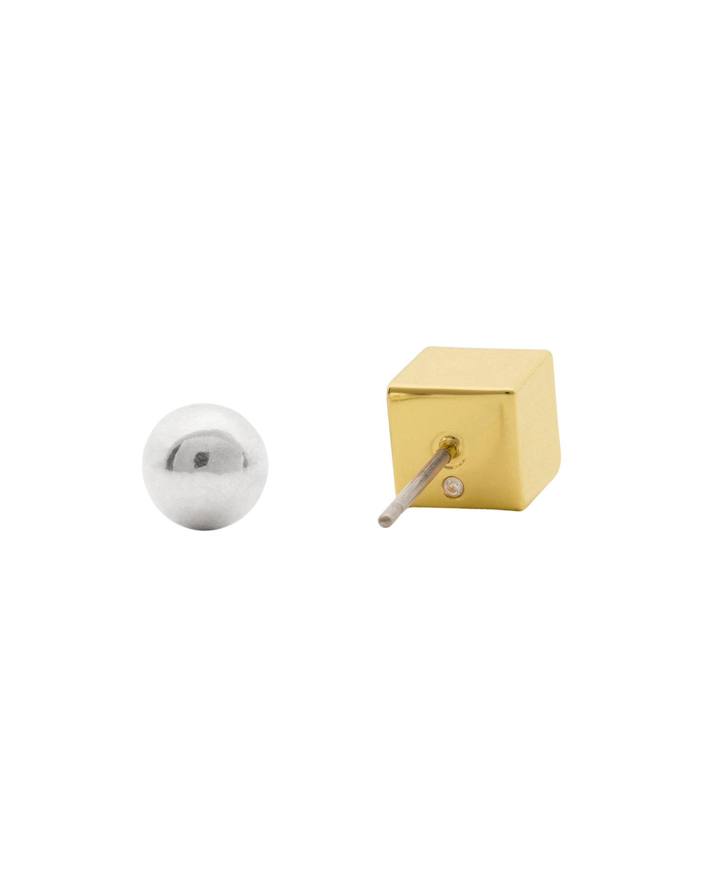 KO246-Geo Pop Asymmetrical Studs-Gold Silver