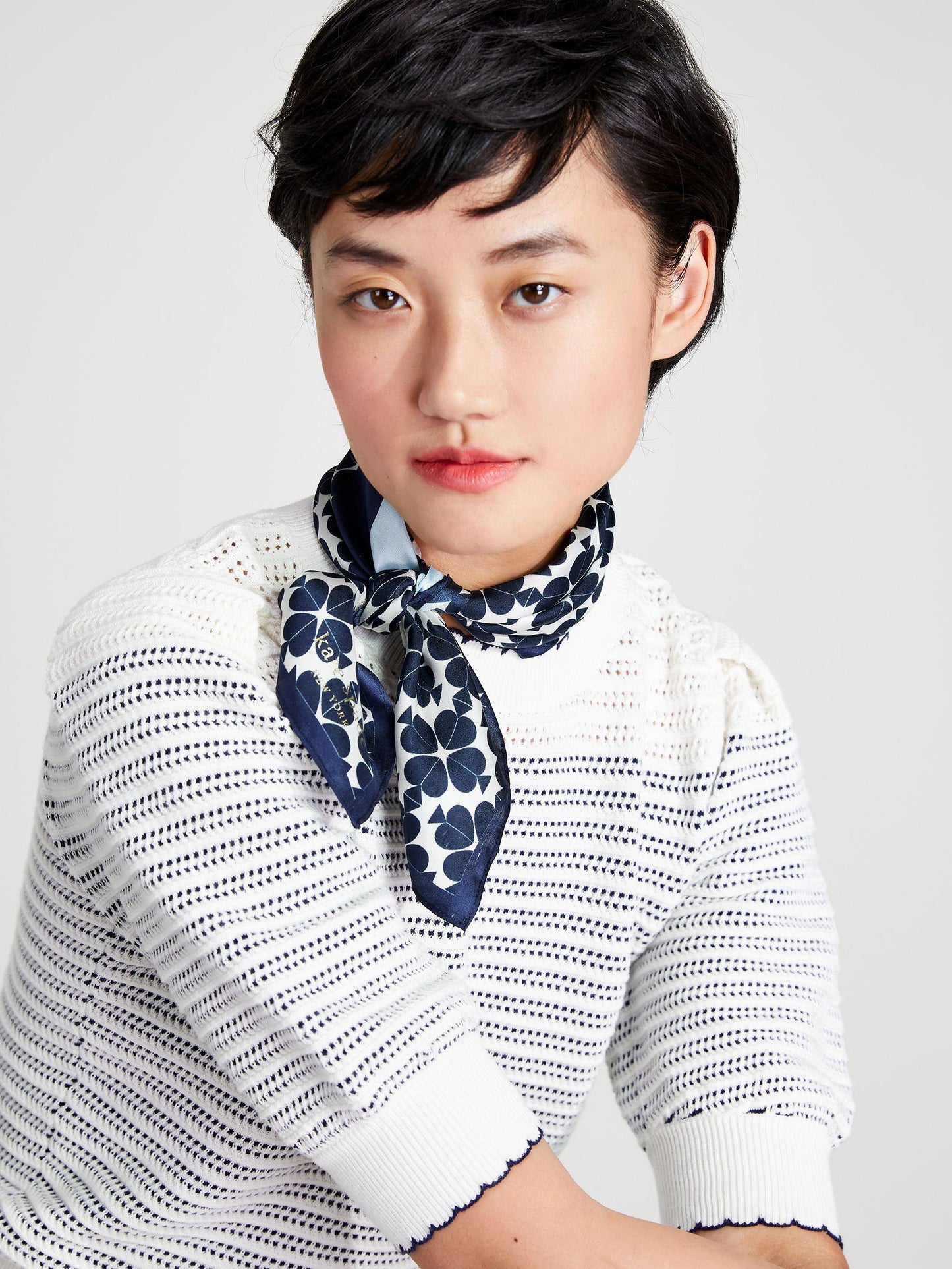 Spade Flower Stripe Silk Bandana