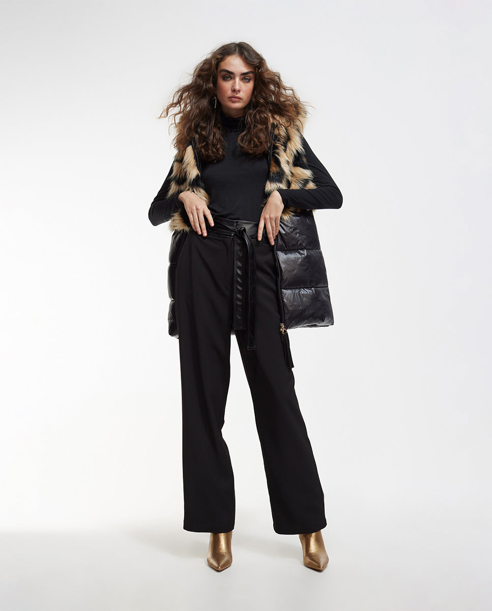 Contrast faux fur waistcoat