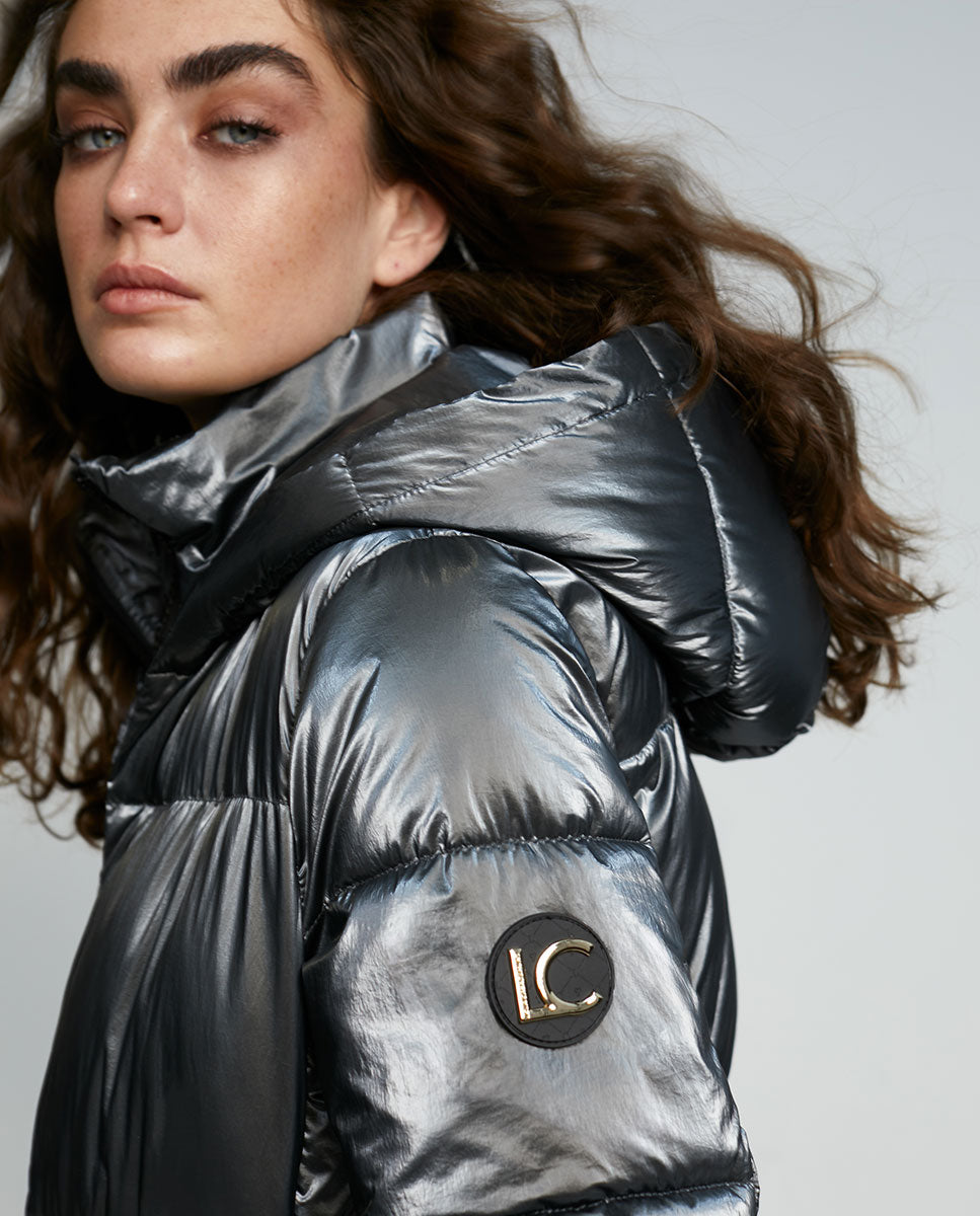 Metallic puffer jacket