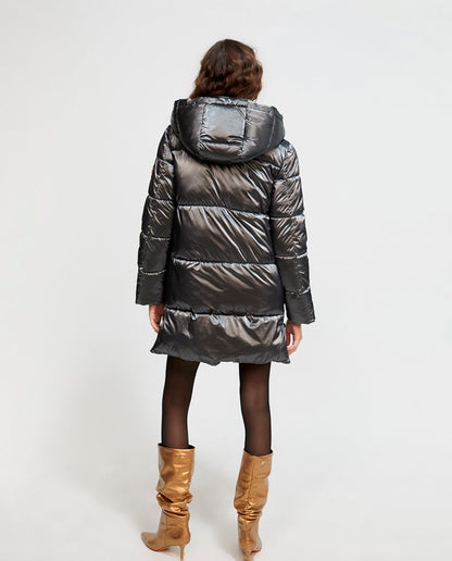 Metallic puffer jacket