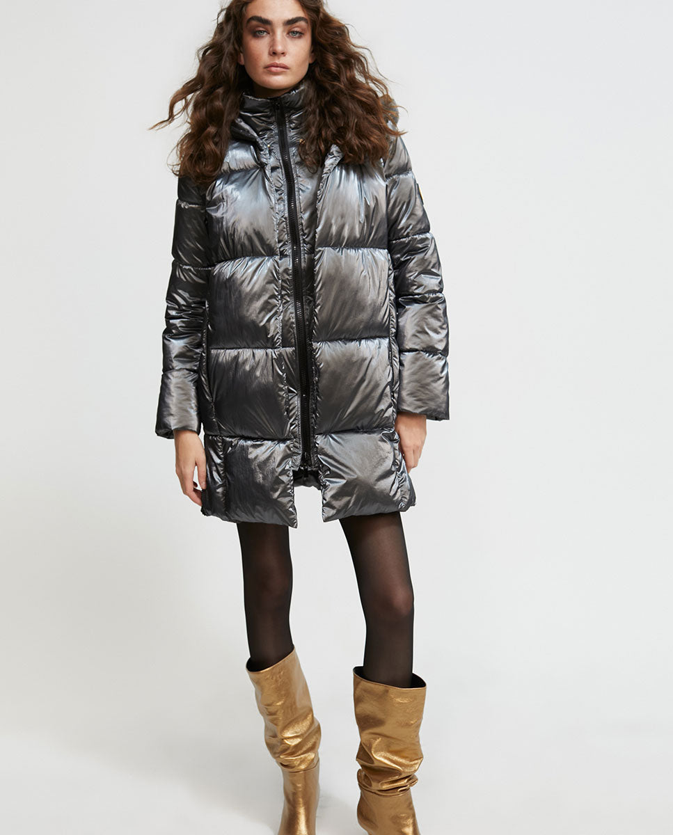 Metallic puffer jacket