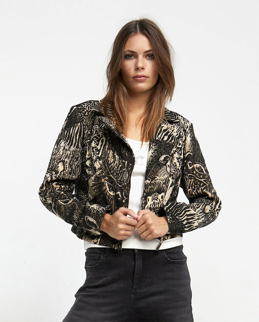 Animal print jacquard jacket